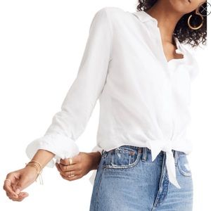 Madewell White Tie-Front Shirt